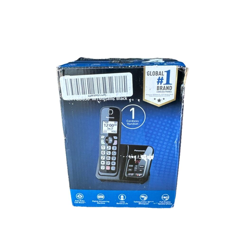 Panasonic Cordless Phone Answering Machine Expandable Call Block 1-Handset Black
